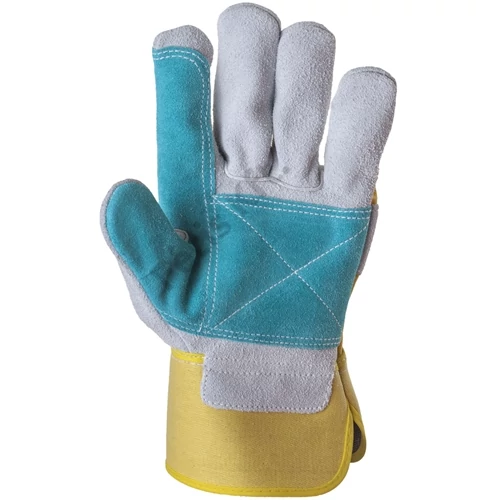 Bőrkesztyű dupla hasítékbőr tenyér/sárga vászon 12
