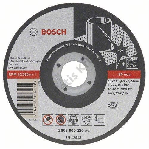 Bosch vágókorong 115x1.0mm INOX egyenes