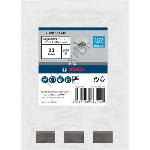 Bosch PRO Core Cutter wet termékhez készült szegmensek, 28 x 10 mm, 1 1/4