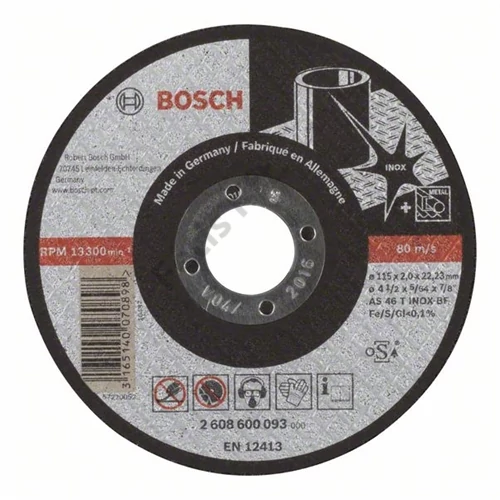 Bosch vágókorong 115x2.0mm inox egyenes