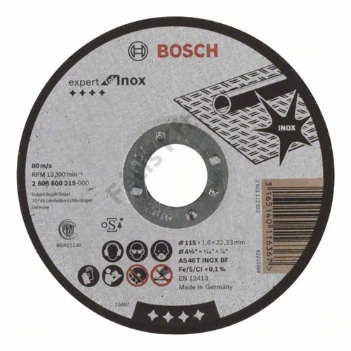 Bosch vágókorong 115x1.6mm inox egyenes