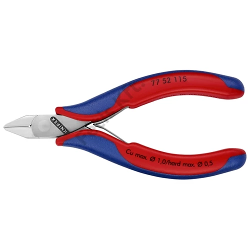 Knipex elektronikai oldalcsípő fogó lapos fejű, többkomponensű nyél 115mm
