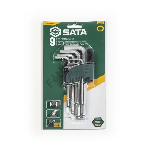 SATA imbuszkulcs készlet 9 részes 1.5-10mm, hosszú gömbvégű