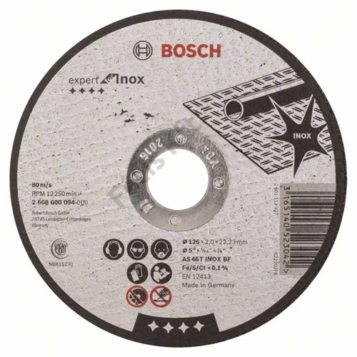 Bosch vágókorong 125x.2.0m inox egyenes