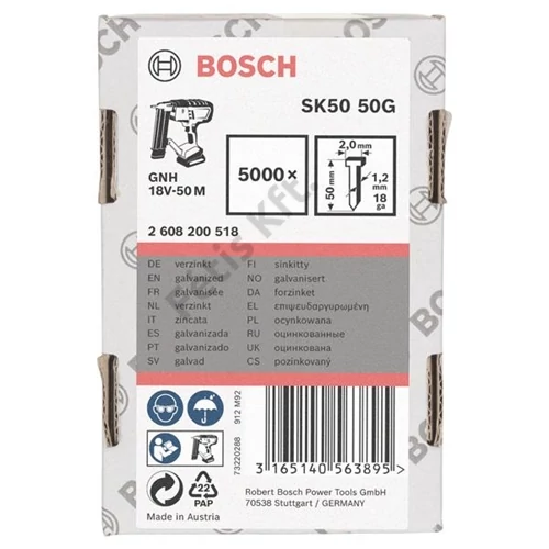 Bosch Süllyesztettfejű szeg SK50 50G, 5000 db
