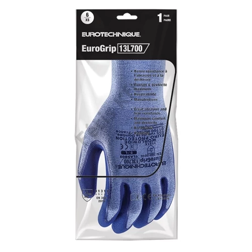 EUROGRIP kesztyű duplarétegű kék latex csúszásbiztos tenyérrel 9