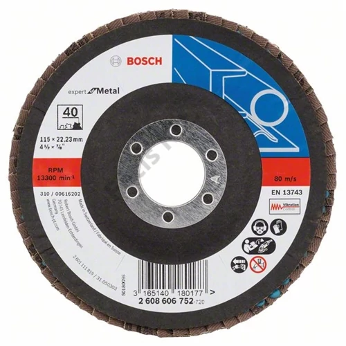 Bosch lamellás tárcsa 115x22.23 mm P40 fémhez Zirkon X551 kúpos üvegszál
