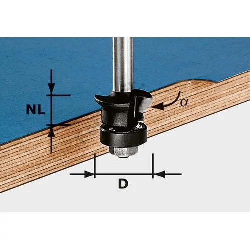 Festool Élletörés-szintbemaró, szár 8 mm HW S8 D24/0° +45°