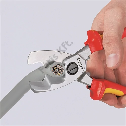 Knipex Kábelolló kettős vágóéllel krómozott VDE 200 mm