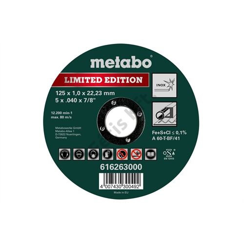 Metabo vágókorong Limited Edition 125 x 1.0 x 22.23 Inox, TF 41