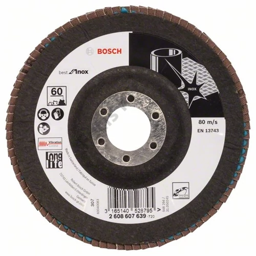 Bosch lamellás tárcsa 125x22.23 mm P60 inoxhoz Zirkon X581 kúpos üvegszál