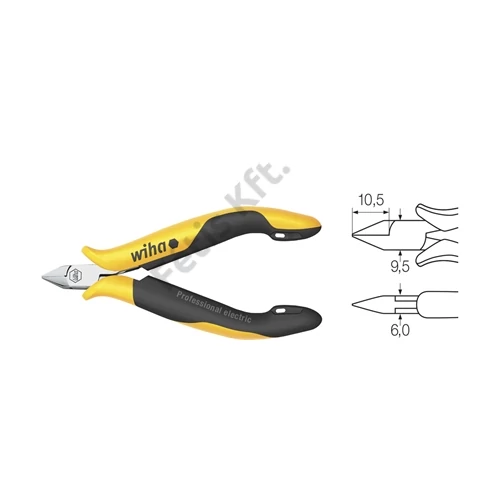 Wiha Professional ESD műszerész oldalcsípő fogó 115 mm, 4 1/2