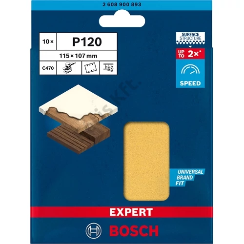 Bosch Expert C470 tépőzáras csiszolópapír fához&festékhez, 10 db 115x107 mm, P240, 6 lyuk