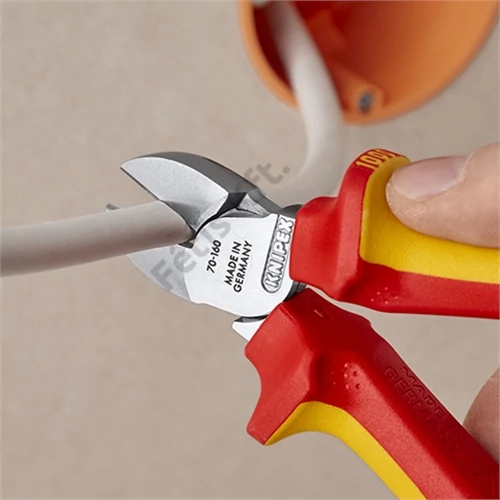 Knipex oldalcsípő fogó krómozott VDE 160 mm, rögzítőszemmel
