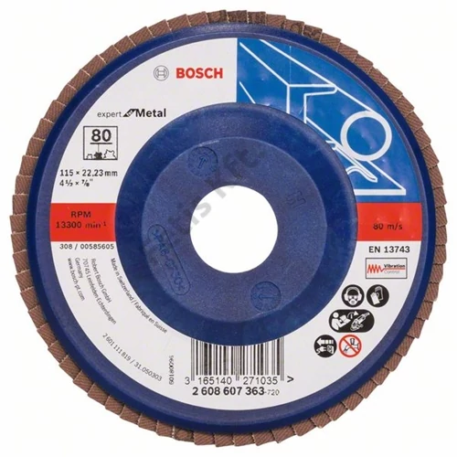 Bosch lamellás tárcsa 115x22.23 mm P80 fémhez Zirkon X551 egyenes műanyag