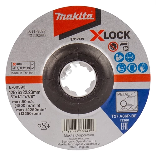 Makita csiszolókorong acél 125x6mm A36P X-Lock