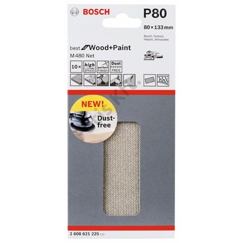 Bosch Expert M480 tépőzáras csiszolóháló, 10 db 80x133 mm, P400
