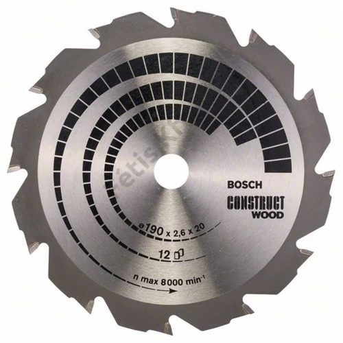 Bosch körfűrészlap 190X20/12 Construct Wood