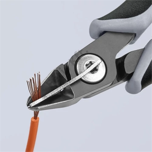 Knipex precíziós elektronikai oldalcsípő fogó ESD többkomponensű nyél barnított 125 mm