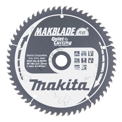 Makita Körfűrészlap Makblade plus 190/20mm Z60