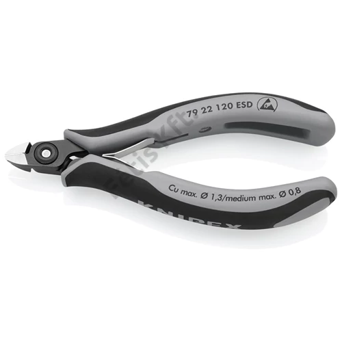 Knipex precíziós elektronikai oldalcsípő fogó ESD többkomponensű nyél barnított 120 mm