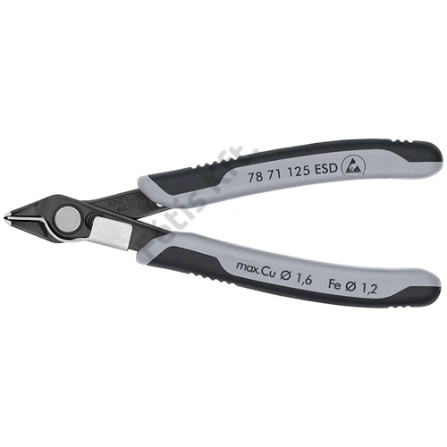 Knipex elektronikai oldalcsípő fogó Super Knips ESD többkomponensű nyél barnított 125 mm
