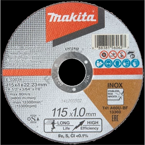 Makita vágókorong INOX 115x1mm A60U-BF  (12db)