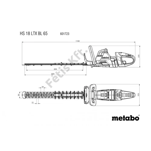 Metabo HS 18 LTX BL 65 akkus sövényvágó (akku és töltő nélkül), karton