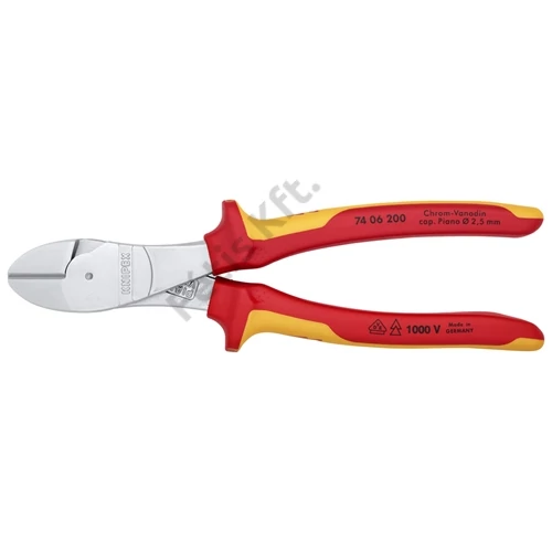 Knipex erőkímélő oldalcsípő fogó krómozott VDE 200 mm (bliszter)