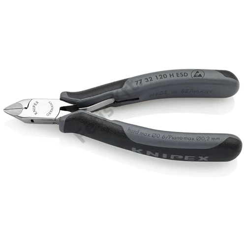Knipex elektronikai oldalcsípő fogó keményfém vágóéllel ESD többkomponensű nyél 120 mm