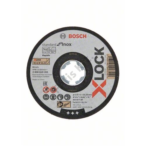 Bosch vágókorong 115x1 inoxhoz egyenes X-Lock