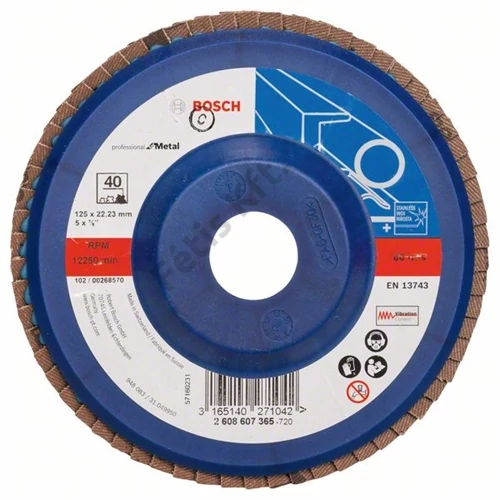 Bosch lamellás tárcsa 125x22.23 mm P40 fémhez Zirkon X551 egyenes műanyag