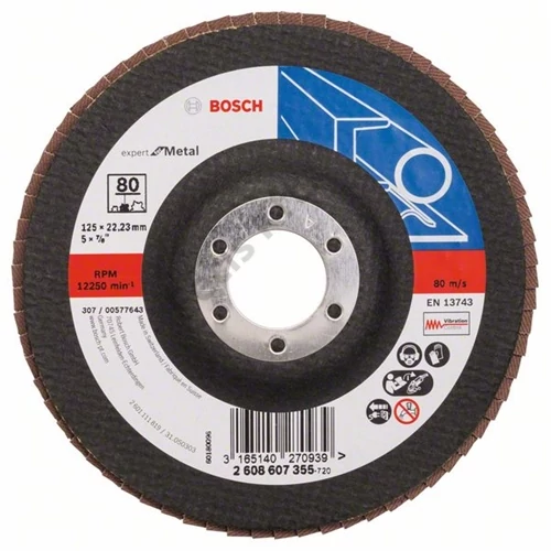 Bosch lamellás tárcsa 125x22.23 mm P80 fémhez Zirkon X551 egyenes üvegszál