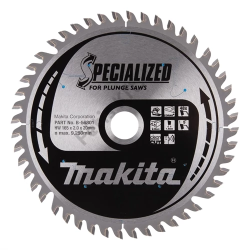 Makita merülő körfűrészlap 165x20mm Z48 CORIAN