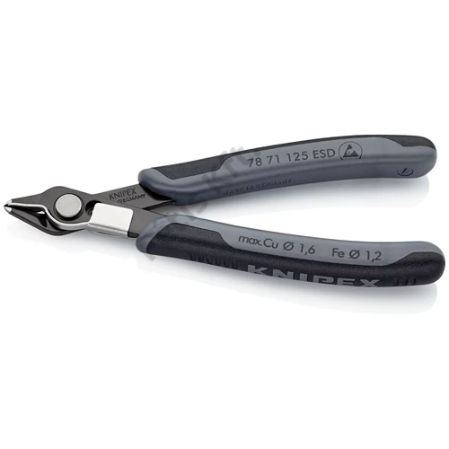 Knipex elektronikai oldalcsípő fogó Super Knips ESD többkomponensű nyél barnított 125 mm