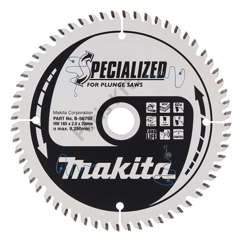 Makita merülő körfűrészlap 165x20mm Z60 MDF(TCG)