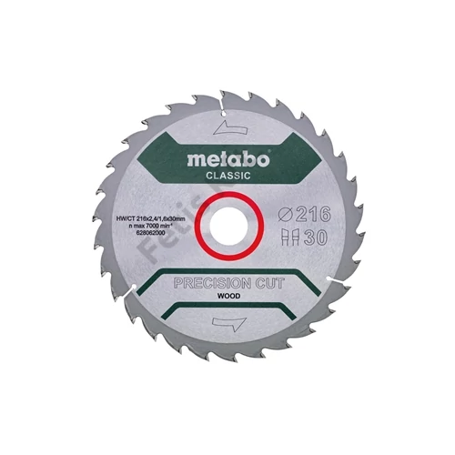 Metabo körfűrészlap precision cut wood - classic, 216x30, Z30 WZ 22°