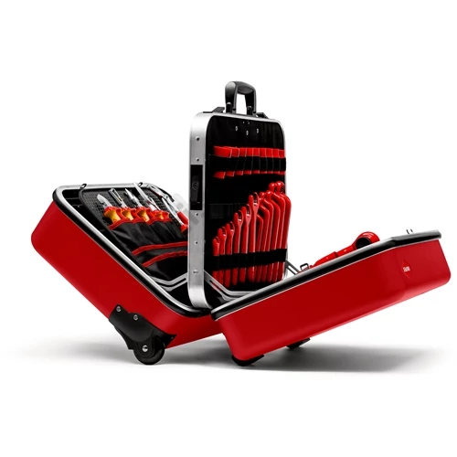 Knipex BIG Twin Move RED szerszámkoffer villanyszerelő szerszámokkal