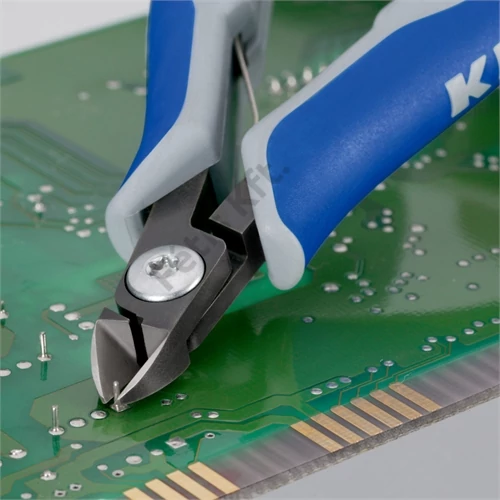 Knipex precíziós elektronikai oldalcsípő fogó többkomponensű nyél barnított 120 mm
