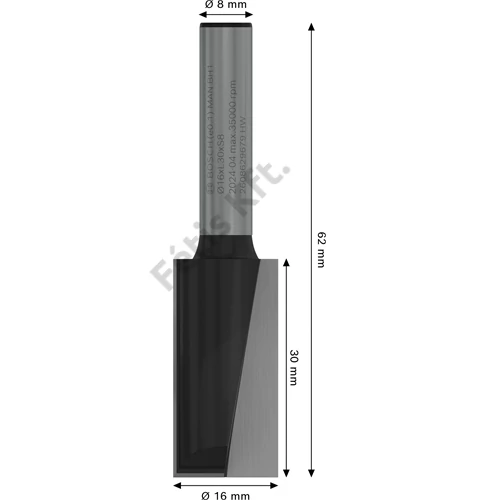 Bosch PRO egyenes élű alakmaróbetét, két spirál,  16 x L 30, szár 8 mm