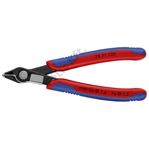 Knipex elektronikai oldalcsípő fogó Super Knips többkomponensű nyél barnított 125 mm (bliszter)