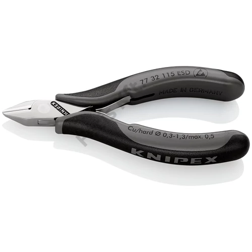 Knipex Elektronikai oldalcsípő fogó hegyes fejű ESD többkomponensű nyél 115 mm