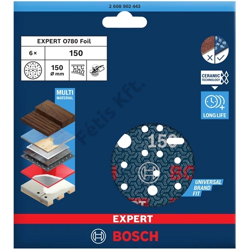 Bosch EXPERT O780 Foil csiszolótárcsa, 150 mm, G150