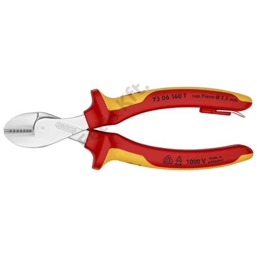 Knipex X-Cut Kompakt oldalcsípő fogó nagy áttételű krómozott VDE 160 mm, rögzítőszemmel