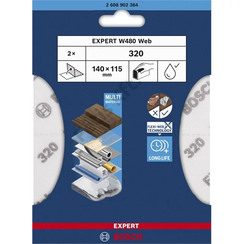 Bosch EXPERT W480 Web 1/4 kézi csiszolólap, 115 x 140 mm, G320