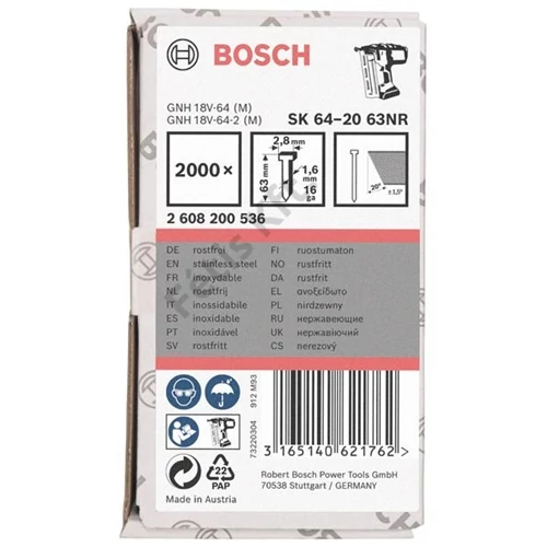 Bosch SK64-20 363NR 63mmX1,6mm rozsdamentes acél szeg