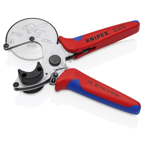 KNIPEX 90 25 25 Csővágó kompozit és műanyag csövekhez többkomponensű burkolattal krómozott 210 mm