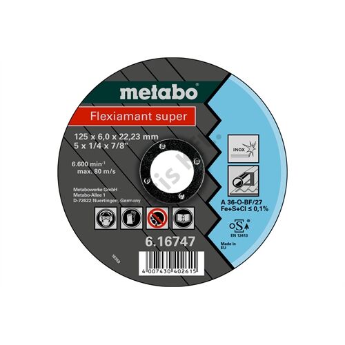 Metabo csiszolókorong Flexiamant super 125x6.0x22.23 Inox, SF 27