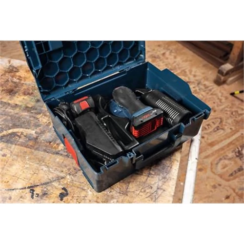 Bosch GEX 18V-150-3 Akkus Excentercsiszoló (akku és töltő nélkül 1x csiszolópapír C470 (150mm) 1x porgyűjtő tartály 1x védőgyűrű) kartondobozban