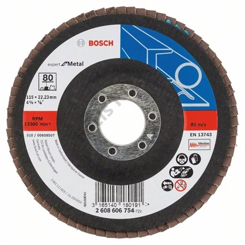 Bosch lamellás tárcsa 115x22.23 mm P80 fémhez Zirkon X551 kúpos üvegszál
